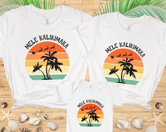Mele Kalikimaka bijpassende familie Hawaiiaans kerstshirt vakantie shirts aloha kerst kerst vakantie shirt tropische kerst tshirt