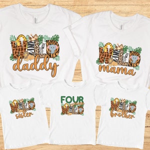 Four ever Wild Family Matching shirts, 4th birthday shirt, Jungle Birthday t-shirt, Fourth Birthday Party, Safari Birthday, Zoo birthday tee