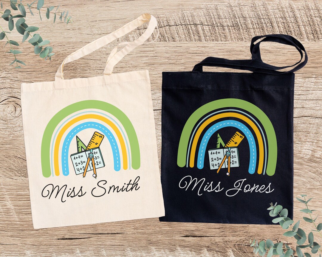Math Tote Bag Design Example Customizable Math Teacher Tote Bag, Teacher Appreciation Gift, Boho ...