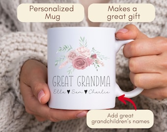 Personalised Great Grandma Mug, Custom Great Grandma Gifts, pregnancy announcement, new Great Grandma gift, mothers day gift, coffee cup