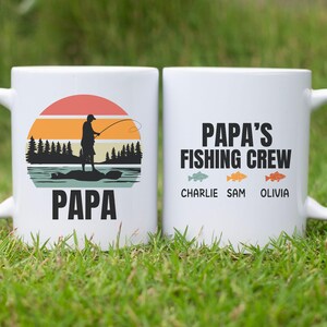 Personalized Papa Mug, Custom Papa Gifts, Fathers Day gift, Birthday gift for Papa, Fishing Papa coffee cup