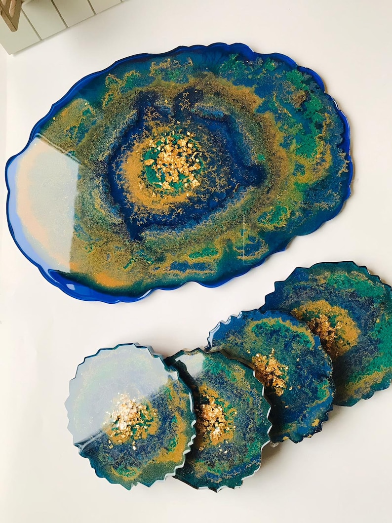 Resin Table Tray- Woodland Creek - Handmade Table Tray