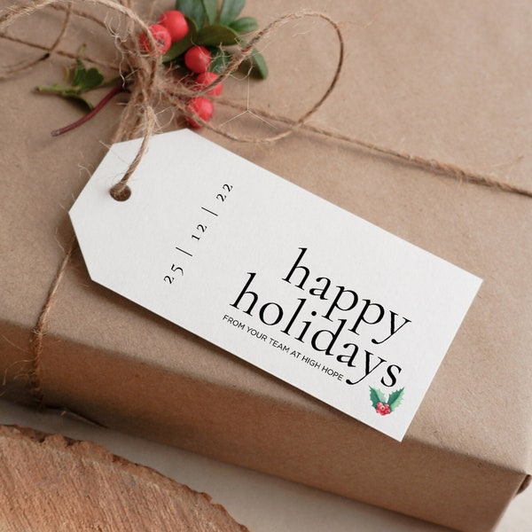 Happy Holidays Corporate Gift Tag Templates | Editable Happy Holidays Tag | Customized Gift | Printable Christmas Gift Tag | Corporate Gift