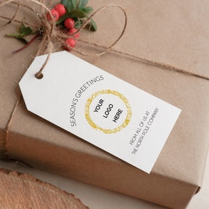 Happy Holidays Corporate Gifts Tag Template | Editable Corporate Gifts Business Tag | Printable Christmas Tag | Tag With Business Logo