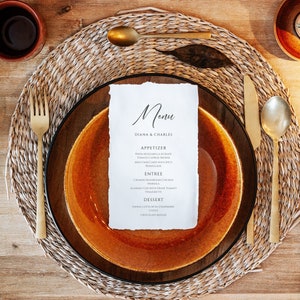 Classic Wedding Menu Template | Modern Wedding Menu Printable | Minimal Black and White Editable Menu