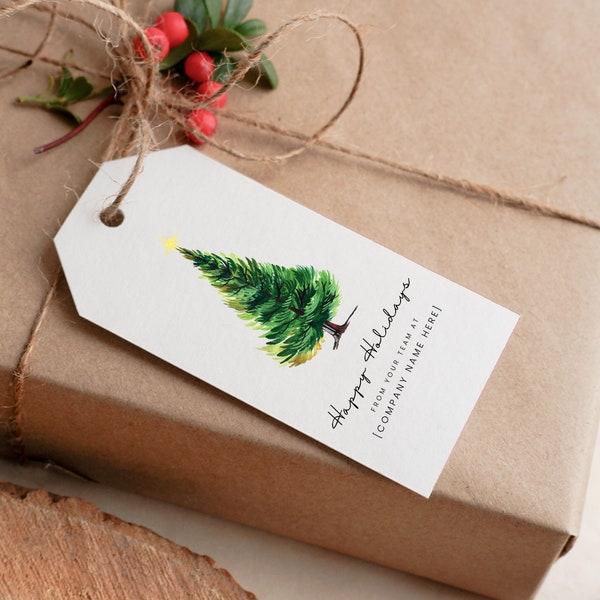 Happy Holidays Corporate Gift Tag Template | Printable Christmas Gift Tags | Perfect for a Christmas Gift Basket or Corporate Gift Box