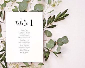 Moderne bruiloft zitplaatsen grafiek | Minimalistische bruiloft tafel zitplaatsen | Elegante bruiloft | Luxe bruiloft | Bewerkbare sjabloon
