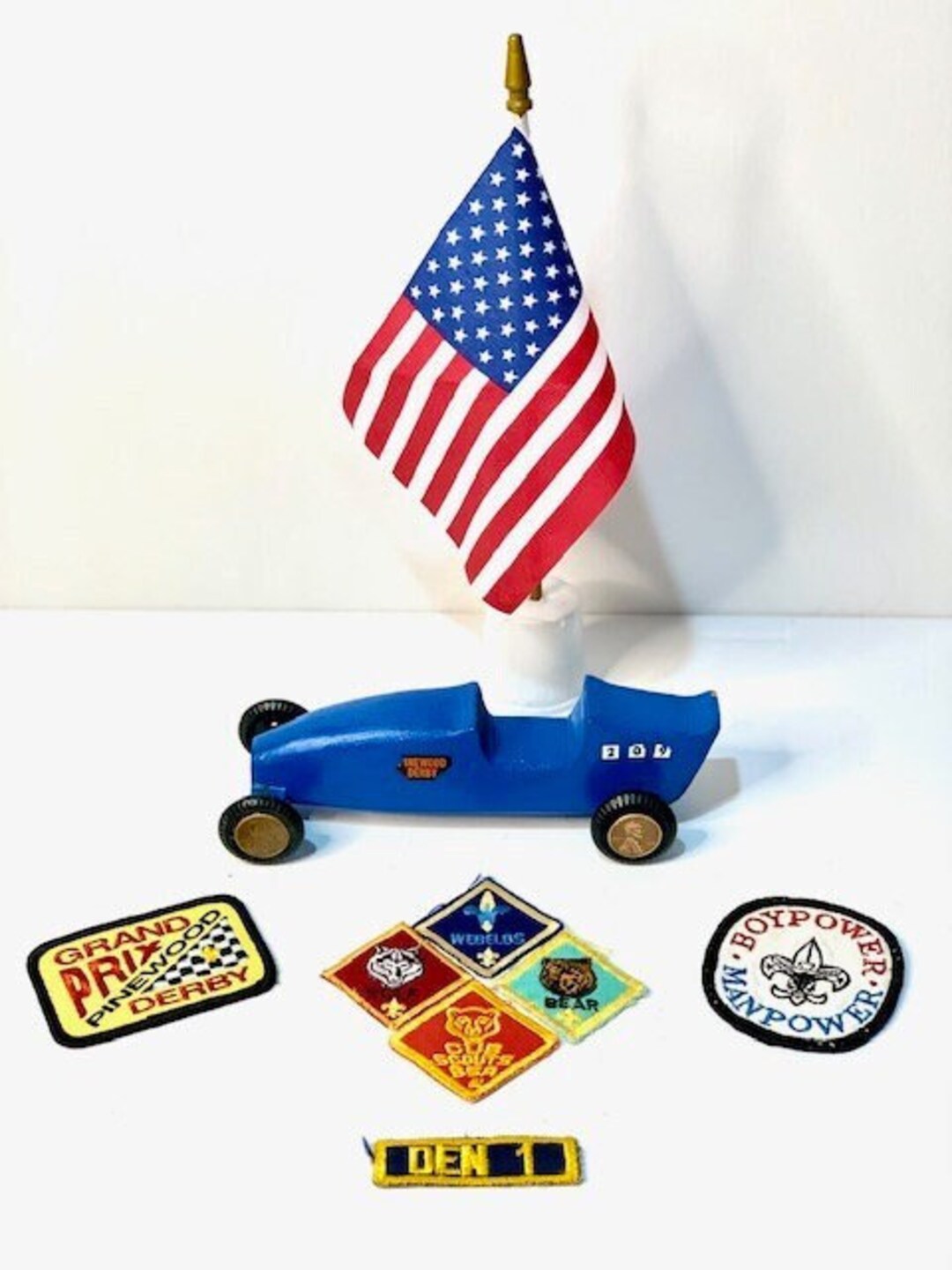 Cub Scout Racer 1966 Cub Scout Pinewood Derby Race Car Lot With Cub Scout Patches ...