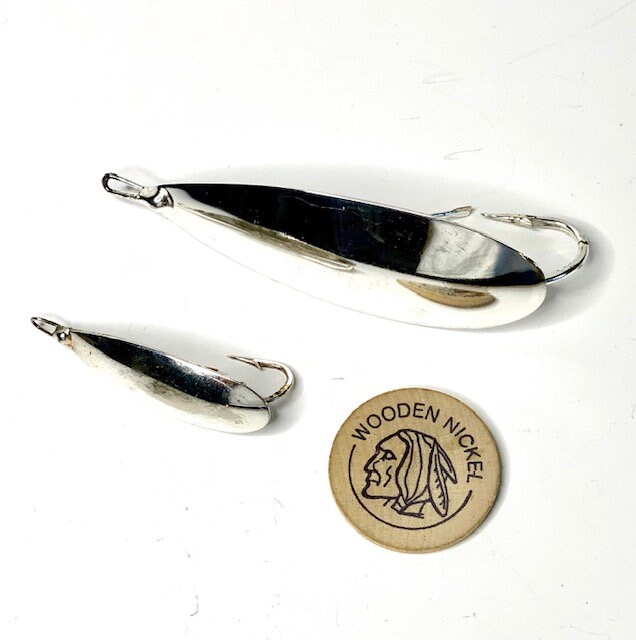 1960's Fishing Lure Lot Lot of Two original Johnson's Silver Minnow Silver  Spoons-tackle Gifts 