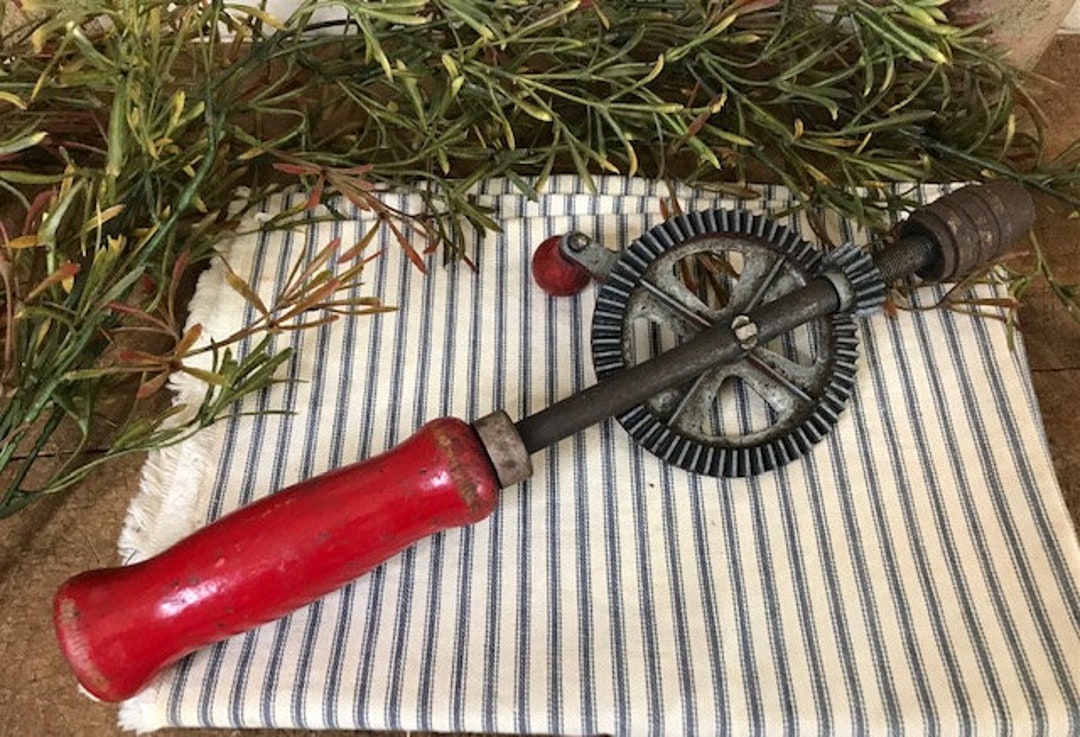 Vintage Hand Drill Tool; Mixer Egg Beater; Primitive Red Home Decor - Etsy