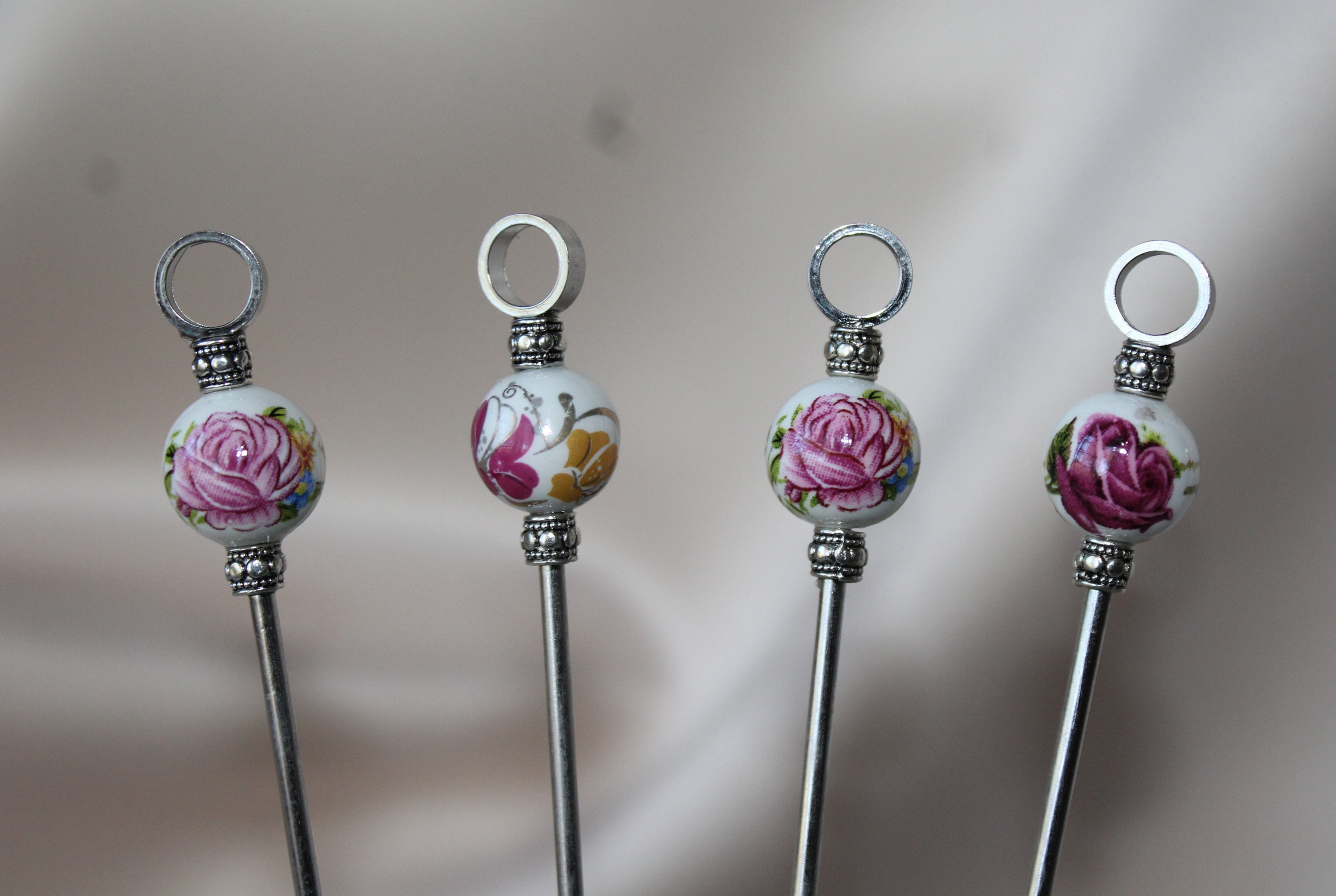 Rosa florale Cocktail picks. 4 Stück Set. Etsy.de