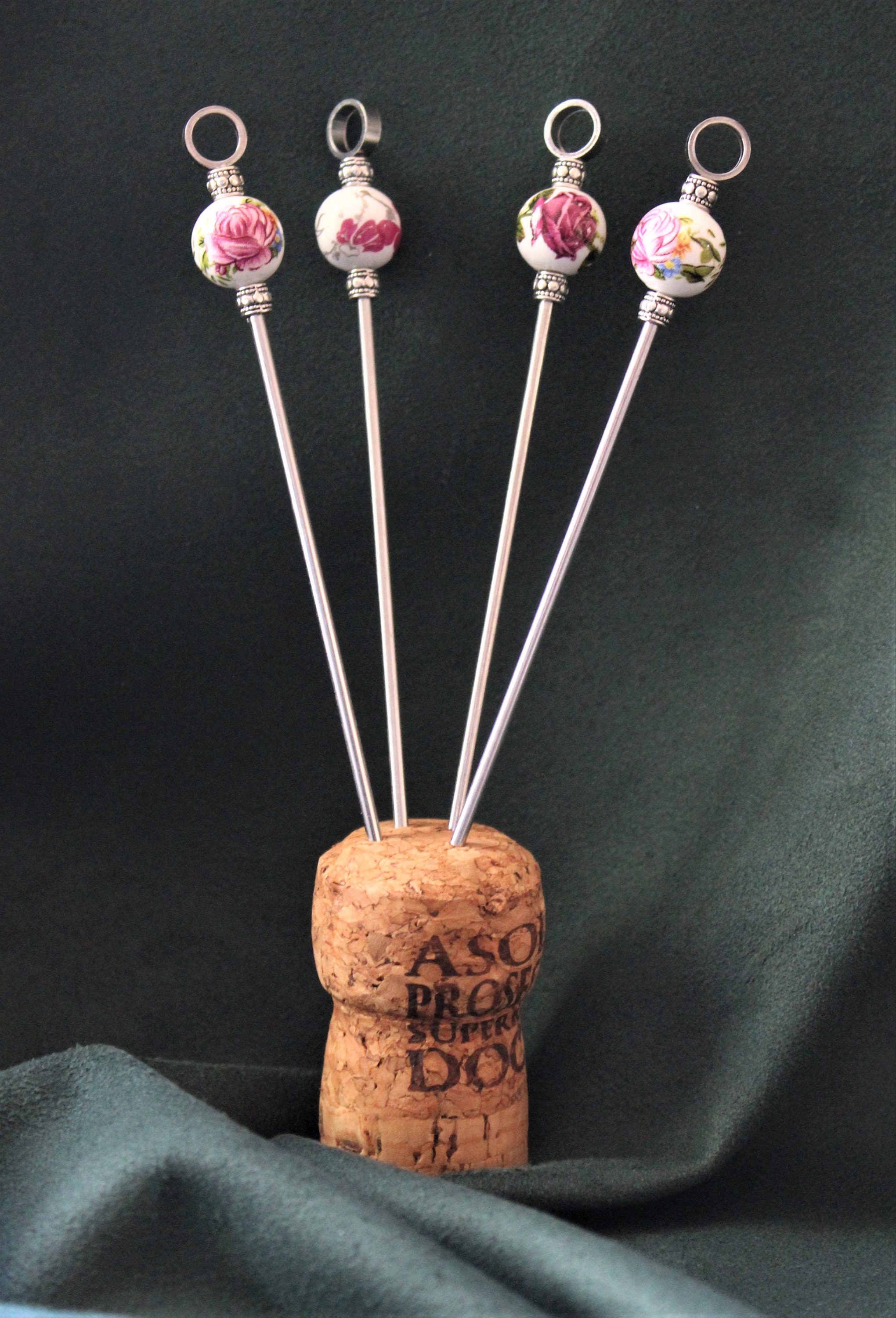 Rosa florale Cocktail picks. 4 Stück Set. Etsy.de