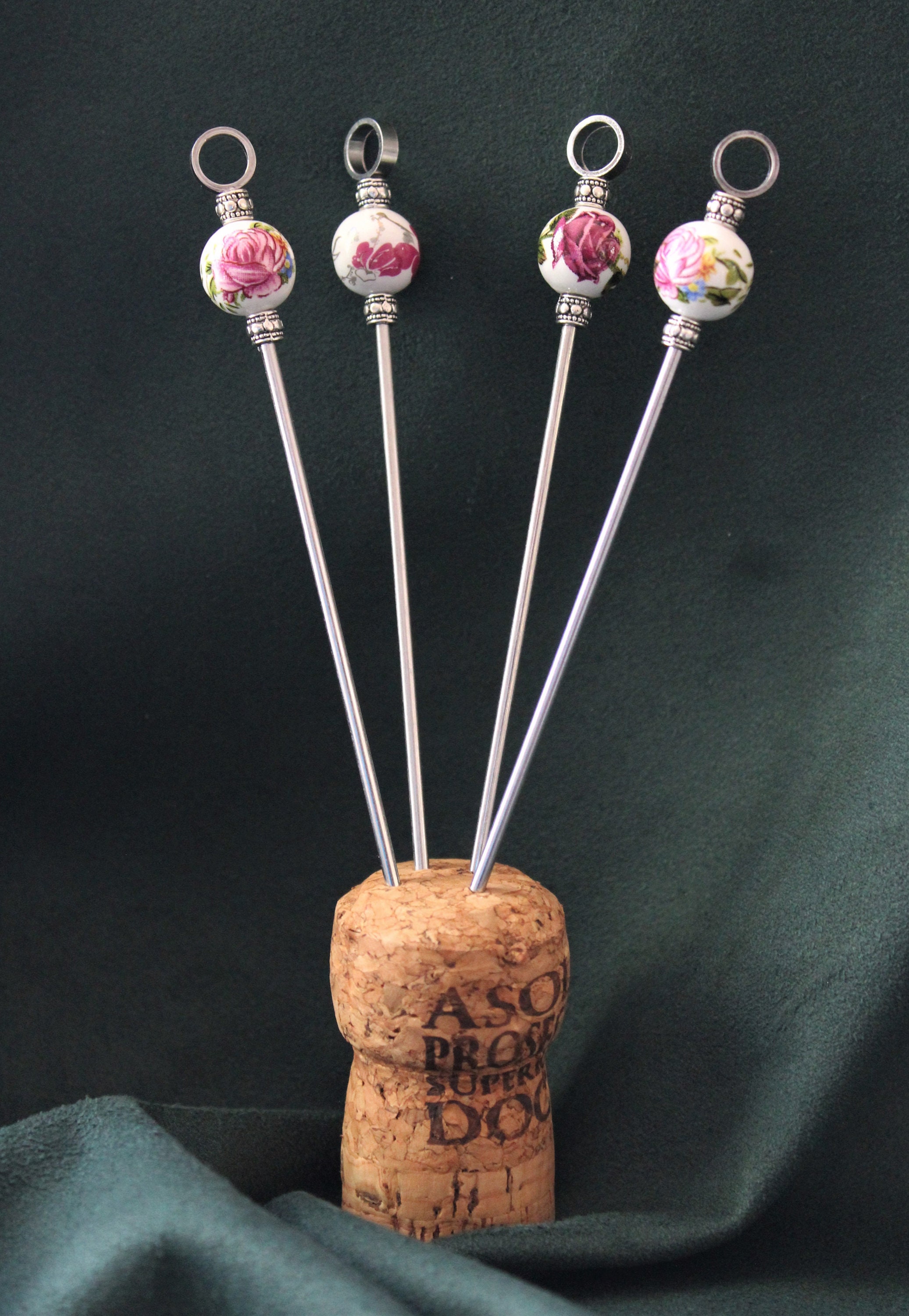 Rosa florale Cocktail picks. 4 Stück Set. Etsy.de