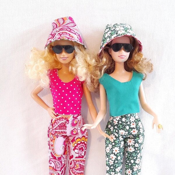 Vêtements hippies pour poupée échelle 1/6, chemisier pantalon,11.5 inch seventies fashion doll clothes, 1:6 scale, by DollsAtelierCouture