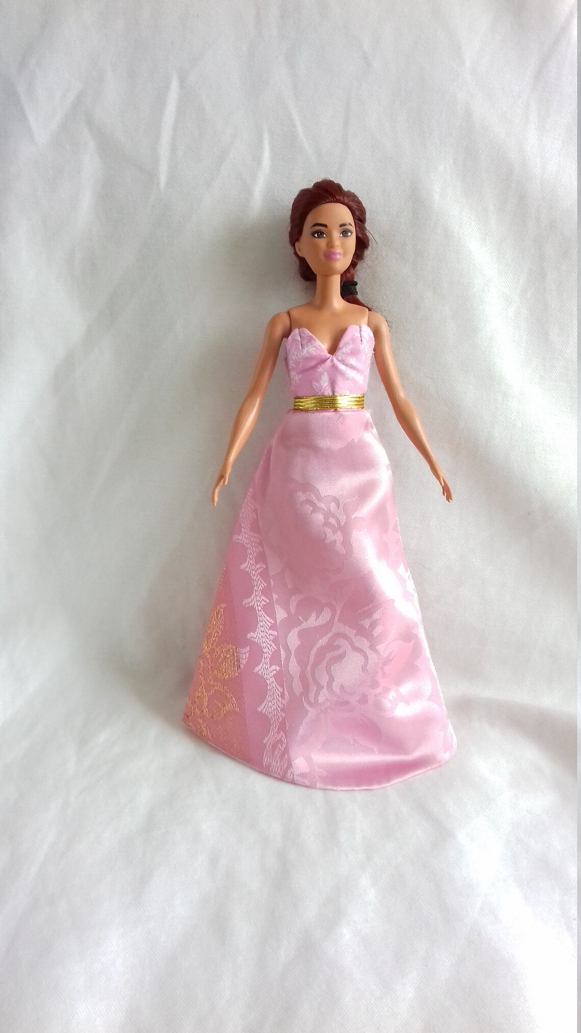 Strapless dress for Barbie pink and gold lined in cotton | Etsy