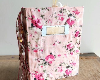 Floral Junk Journal Pink - coffee dyed papers, card stock, lined and blank pages