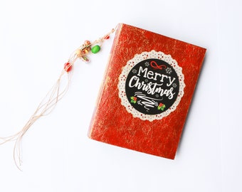 Christmas Journal | Red Textured Cover | December Daily Journal | Seasonal Journal | Junk Journal | Blank Scrapbook Journal