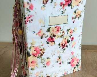 Floral Junk Journal White - coffee dyed papers, card stock, lined and blank pages