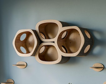 Modular Cat Wall Shelves: Customizable Play and Rest Set
