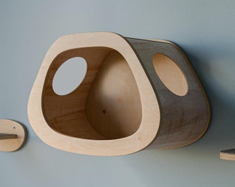 Modular Trapezoid Cat Wall Perch: Modern Organic Cat Shelf
