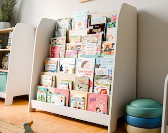 Large Bookcase, Kids Bookshelf Nursery Display Shelf and Playroom Furniture