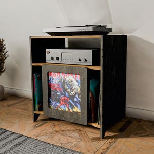 Turntable Stand with Vinyl Display – Mid Century Modern Record Storage