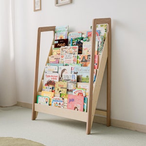 Grande étagère de présentation de livres Montessori, étagère pour enfants en bois de 102 cm, organiseur de livres à six niveaux
