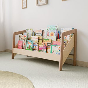Large présentoir de livres Montessori, organisateur de livres en bois pour enfants de 99 cm, étagère minimaliste pour chambre de bébé