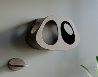 Modular Cat Wall Furniture - Stylish & Functional Trapezoid Perch in Natural, Brown, Black | Elegant Organic Line Cat Shelf