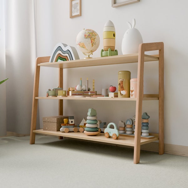 Montessori Bookcase for Toddlers, Toy Organizer, Toddler Toy Storage, Mid-Century Bookcase Style, Montessori Furniture for Kids
