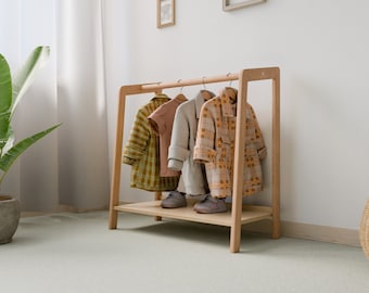 Armoire pour enfants Montessori - Organiseur de penderie et porte-vêtements personnalisables pour enfants