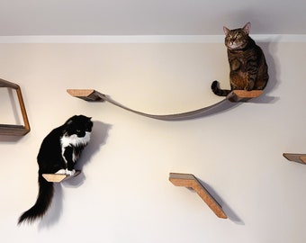 Cat Wall Bridge with Cat Step, Cat Shelves, Cat Hammock, Cat Wall Furniture