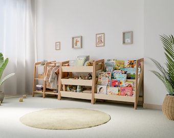 Montessori Bookshelf, Clothing Rack, and Toy Organizer Set: Ultimate Wooden Storage Solution for Kids