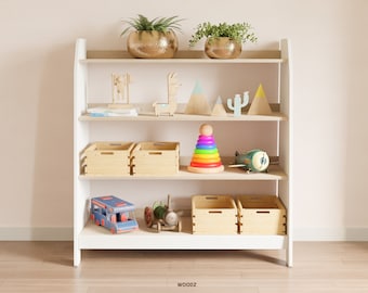 Grand rangement Montessori, étagère à jouets, meubles de chambre d'enfant