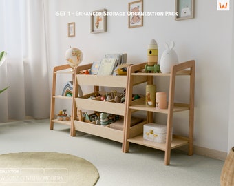 Complete Montessori Toy Organization Set: Storage Bookcase Shelf