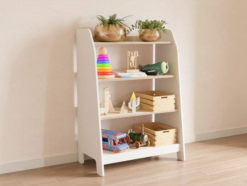 Large Montessori Bookcase Nursery Storage Toy Shelf for Baby Etsy