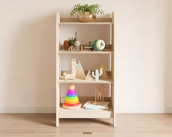 Narrow Bookcase, Nursery Furniture, Montessori Storage Toy Shelf for the perfect Toddler Gift