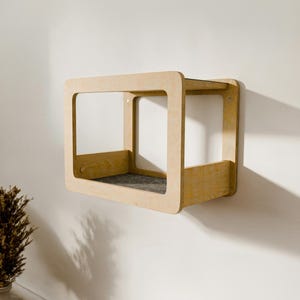 Modern Wall-Mounted Cat House: Birch Plywood Cat Bed & Shelves