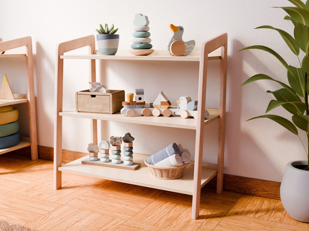 Montessori Storage Organization, Montessori Bookcase, Kids Furniture Etsy