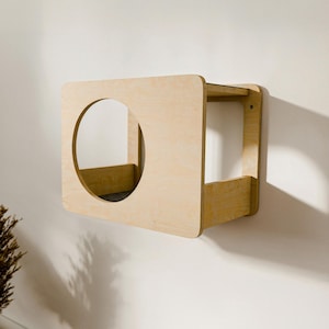 Modern Wall-Mounted Cat House: Birch Plywood Cat Bed & Shelves