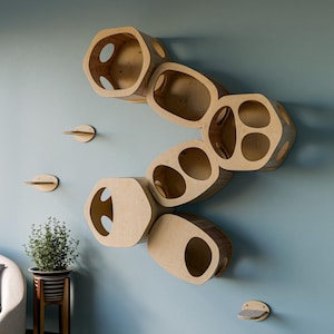 Cat Wall Furniture: Birch Plywood Cat Cave System