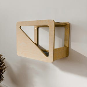Modern Wall-Mounted Cat House: Birch Plywood Cat Bed & Shelves