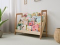 Large Montessori Bookshelf for Kids, Wide Wooden Book Display, Spacious Child-Safe Book Organizer
