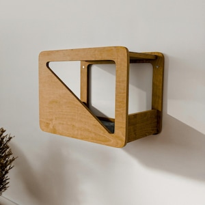 Modern Wall-Mounted Cat House: Birch Plywood Cat Bed & Shelves