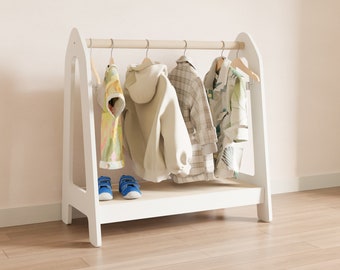 Armoire Montessori, vêtements pour bébés, portant pour enfants, meubles pour enfants