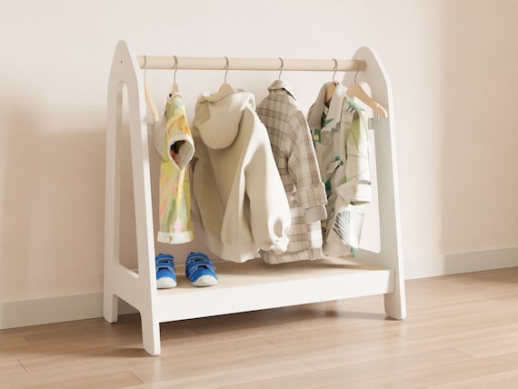 EWART WOODS Armario para niños, perchero de madera para ropa, armario para  niños, almacenamiento de ropa para niños, armario Montessori, muebles de