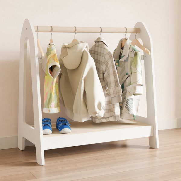Armoire Montessori, vêtements pour bébés, portant pour enfants, meubles pour enfants
