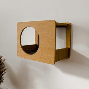 Modern Wall-Mounted Cat House: Birch Plywood Cat Bed & Shelves