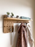 Wooden Shelf with Hooks – Floating Coat Rack & Wall Key Holder for Entryway product logo