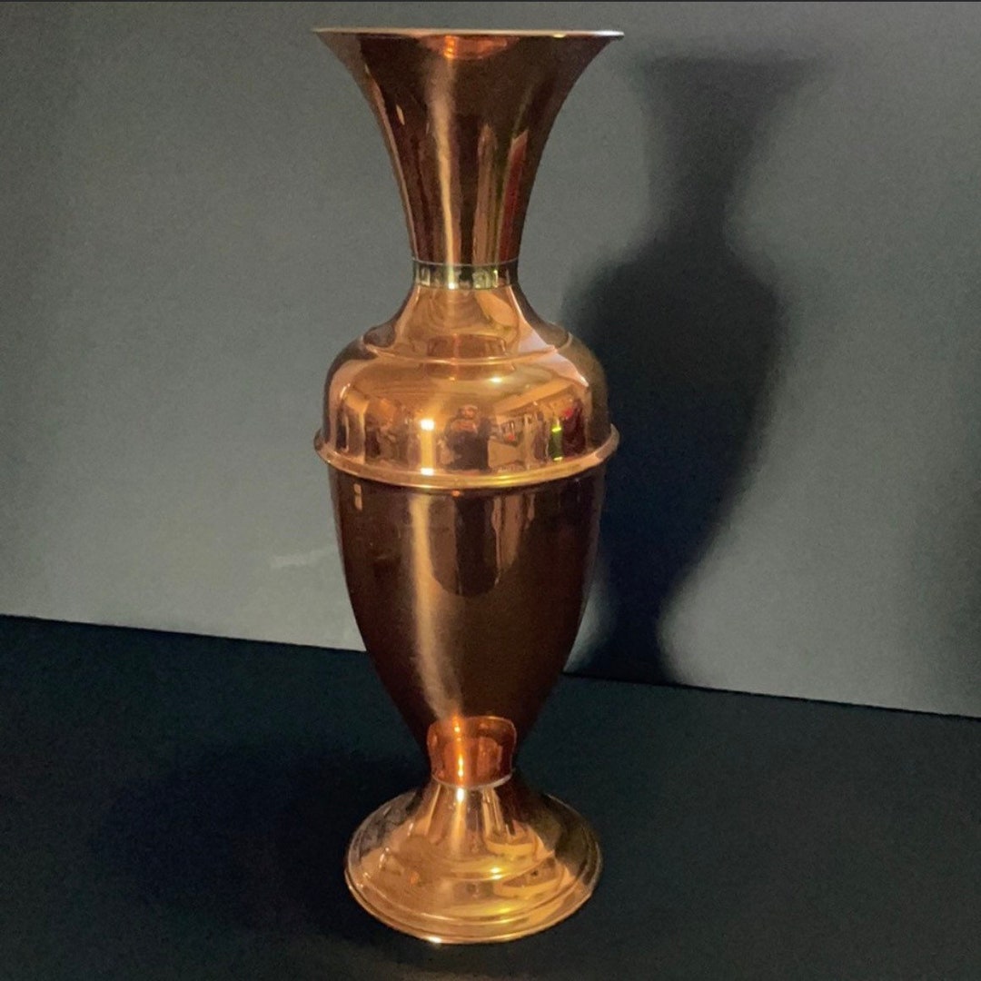 Copper Vase Vintage 15.5 High MCM 1960s Midcentury Vessel Elegant